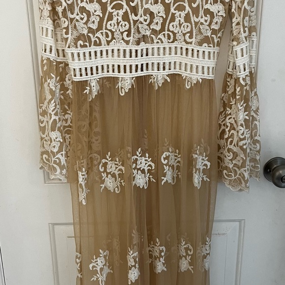 Nude/Cream Lace see through dress/cover - Picture 4 of 5